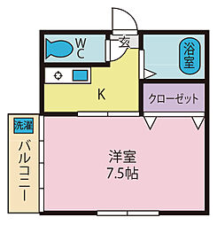 セントラルハイツリィ 1Kの間取図画像