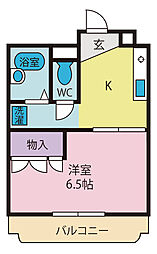 デラ桜井 2階1Kの間取り