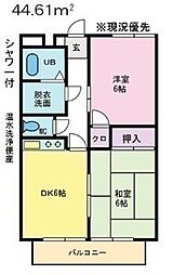 ゴールデンサンハイツ 2DKの間取図画像