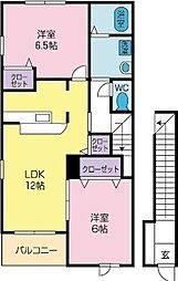 ビエントB 2LDKの間取図画像