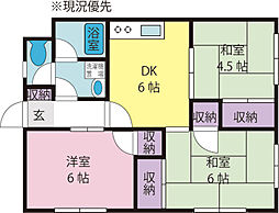 富士ハイツ 3DKの間取図画像