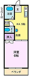 グリーンフラッツ 1Kの間取図画像