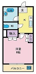 レジデンスカープ甲府 1Kの間取図画像