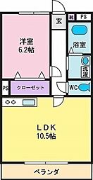 グルックーリッヒ 1LDKの間取図画像