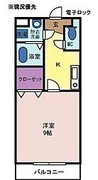 ベルドリーム 1Kの間取図画像