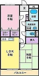 セザンヌ千塚 2LDKの間取図画像