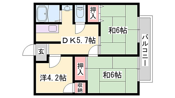 兵庫県加古川市東神吉町西井ノ口(賃貸アパート3DK・2階・47.57㎡)の写真 その2