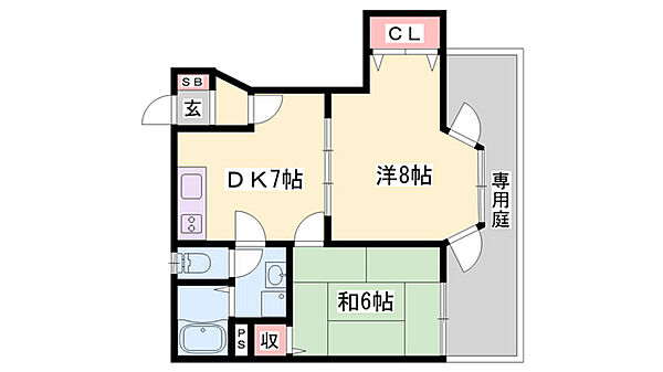 兵庫県加古川市東神吉町西井ノ口(賃貸アパート2DK・1階・46.06㎡)の写真 その2