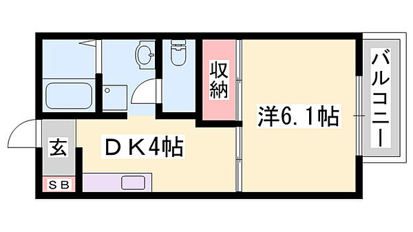 兵庫県高砂市春日野町(賃貸アパート1DK・2階・28.45㎡)の写真 その2