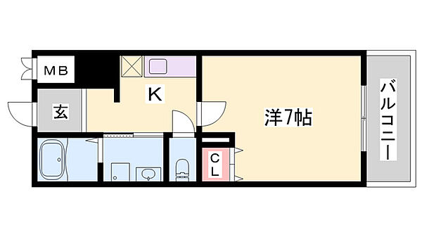 インタービレッジ船丘 ｜兵庫県姫路市船丘町(賃貸マンション1K・3階・25.94㎡)の写真 その2