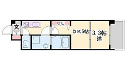 アルティザ姫路 1DKの間取図画像