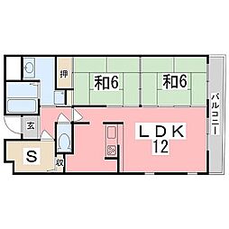 シティーガーデン広畑 2LDKの間取図画像
