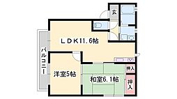 バリュージュ龍野 2階2LDKの間取り