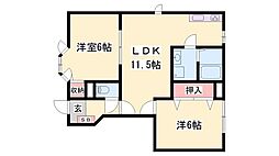 オマージュ壱番館 2LDKの間取図画像