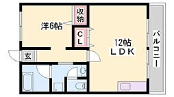 マイコーポ土山 1LDKの間取図画像
