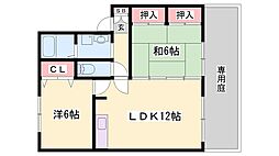 ツインズスクエアB棟 2LDKの間取図画像