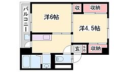 リーガルハウス小野1棟 2Kの間取図画像