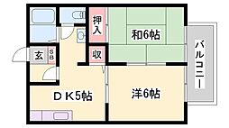 プランドール汐見台 2DKの間取図画像