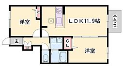 エンカーサ宝殿B 2LDKの間取図画像