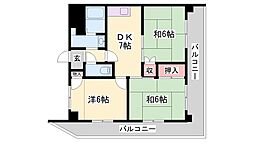 ロイヤルコーポ高砂 3DKの間取図画像