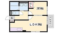 レトアKei 1LDKの間取図画像
