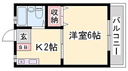 父夫山ハイツ新在家359 ワンルームの間取図画像