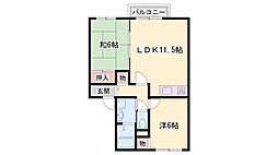サンアクティーA棟 2LDKの間取図画像