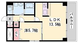 グランツ野里 1LDKの間取図画像
