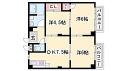 オアシスやまなB棟 3DKの間取図画像