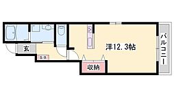 エクセラン則直3 1Kの間取図画像