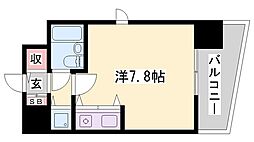 朝日プラザサウスコア姫路 ワンルームの間取図画像
