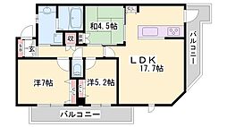 リベ・グラート姫路ベルスウィート 3LDKの間取図画像