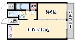 三木グリーンハイツ 1LDKの間取図画像