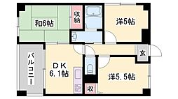 Sメゾン魚住 3DKの間取図画像