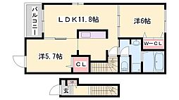 グランフィオーレB 2LDKの間取図画像
