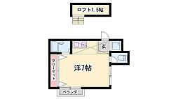 ヴィラ・セ・ラ・ヴィ ワンルームの間取図画像
