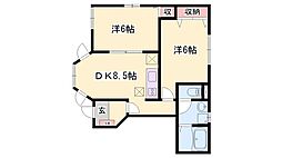 ブルーマウンテン3 2DKの間取図画像