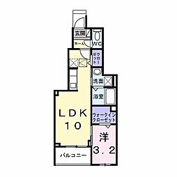 マルセイユ高松 1LDKの間取図画像