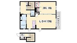 シャーメゾン金ケ崎 1LDKの間取図画像