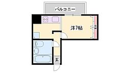 東今宿中村コーポ1 1Kの間取図画像