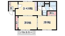 ドミール1 2DKの間取図画像