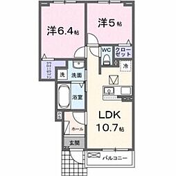 メゾングレーヌ東觜崎駅前A 2LDKの間取図画像