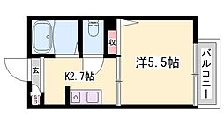 フレンドリー西明石 1Kの間取図画像