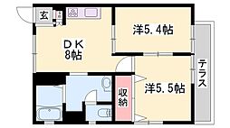 サンハイム太寺 2DKの間取図画像