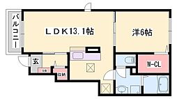 オリーブ大津 1LDKの間取図画像