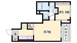 コスモビレッジ 1Kの間取図画像