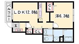 エクセルシアC棟 1LDKの間取図画像