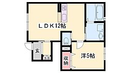 セカンドハーベスト 1LDKの間取図画像