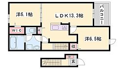 インプレスヴィラ2 2LDKの間取図画像
