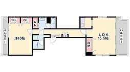 ハッピーコート栄町 1LDKの間取図画像